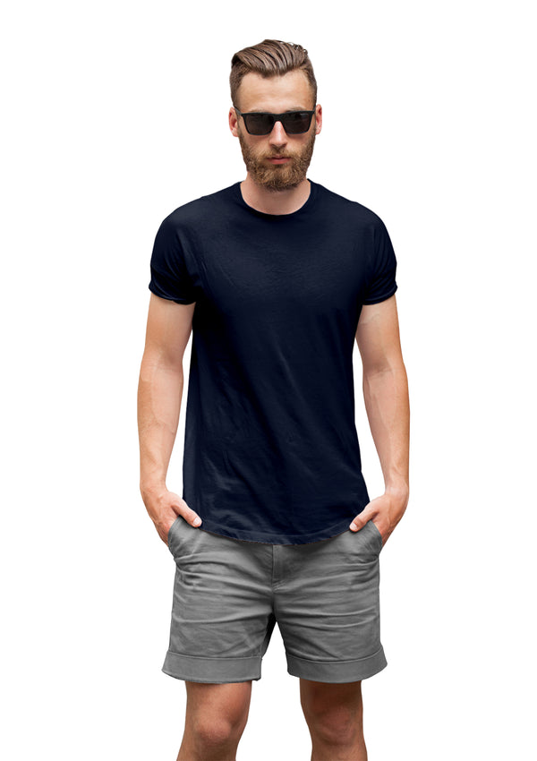 Mens T-Shirt Model in Navy Blue T-Shirt