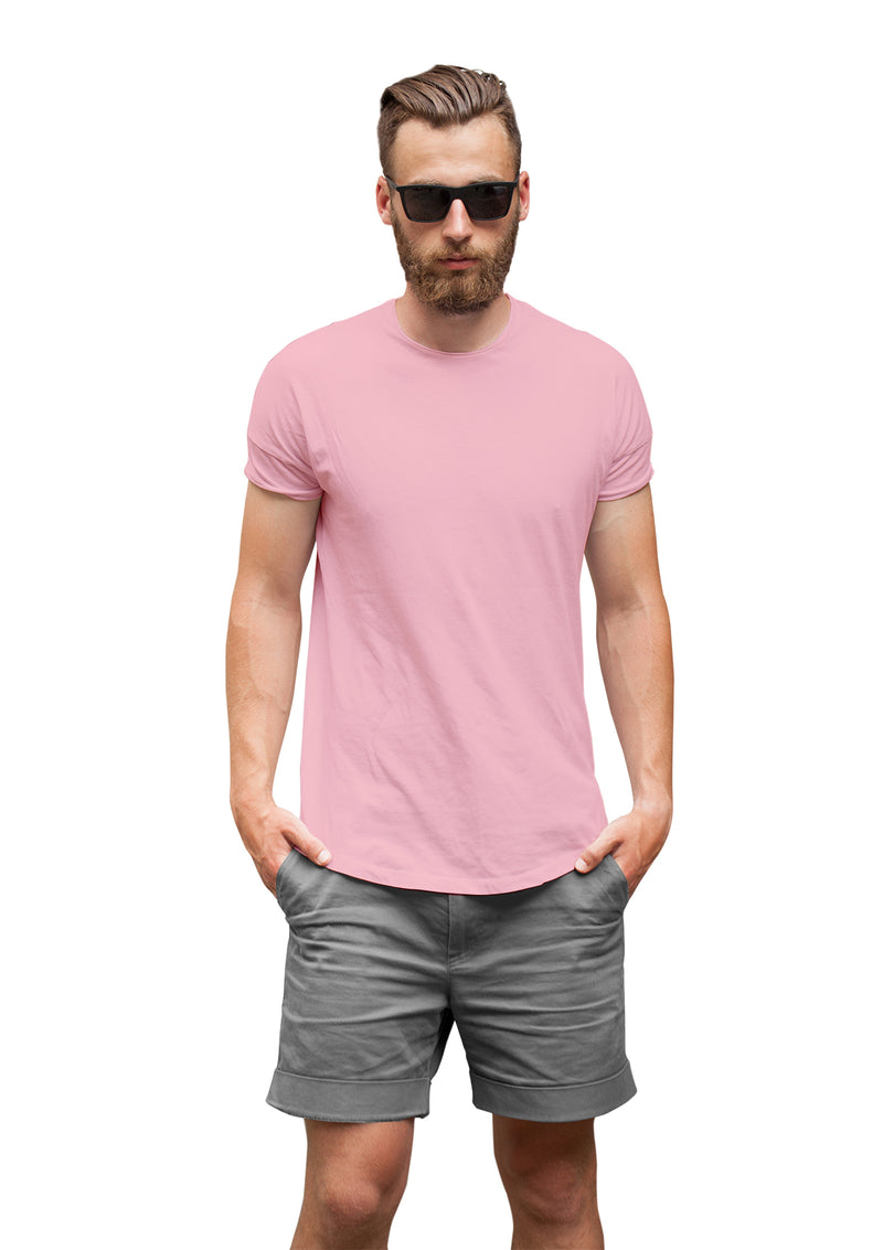 Mens T-Shirt Short Sleeve Crew Neck Pink