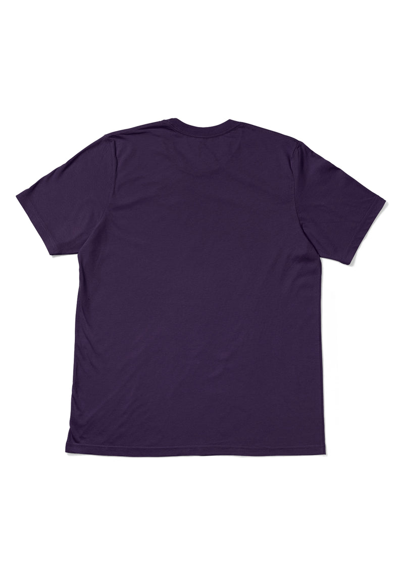 Mens T-Shirt Short Sleeve Crew Neck Purple Cotton