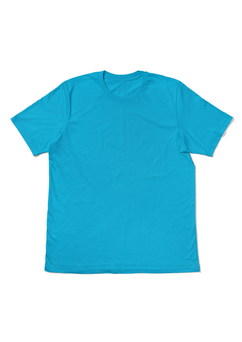 Mens T-Shirt Short Sleeve Crew Neck Turquoise Blue