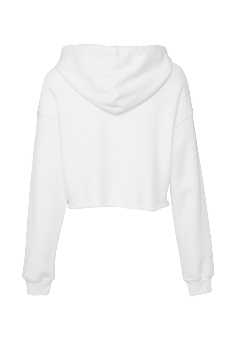 Womens Crop Hoodie Super Soft Eco Dyed Cotton Poly White Fleece