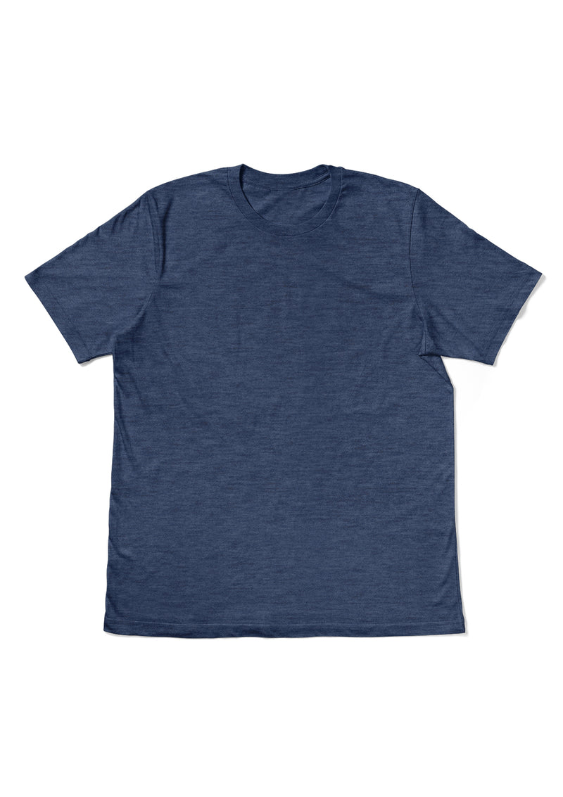 Mens T-Shirts Short Sleeve Crew Neck Denim Blue Triblend