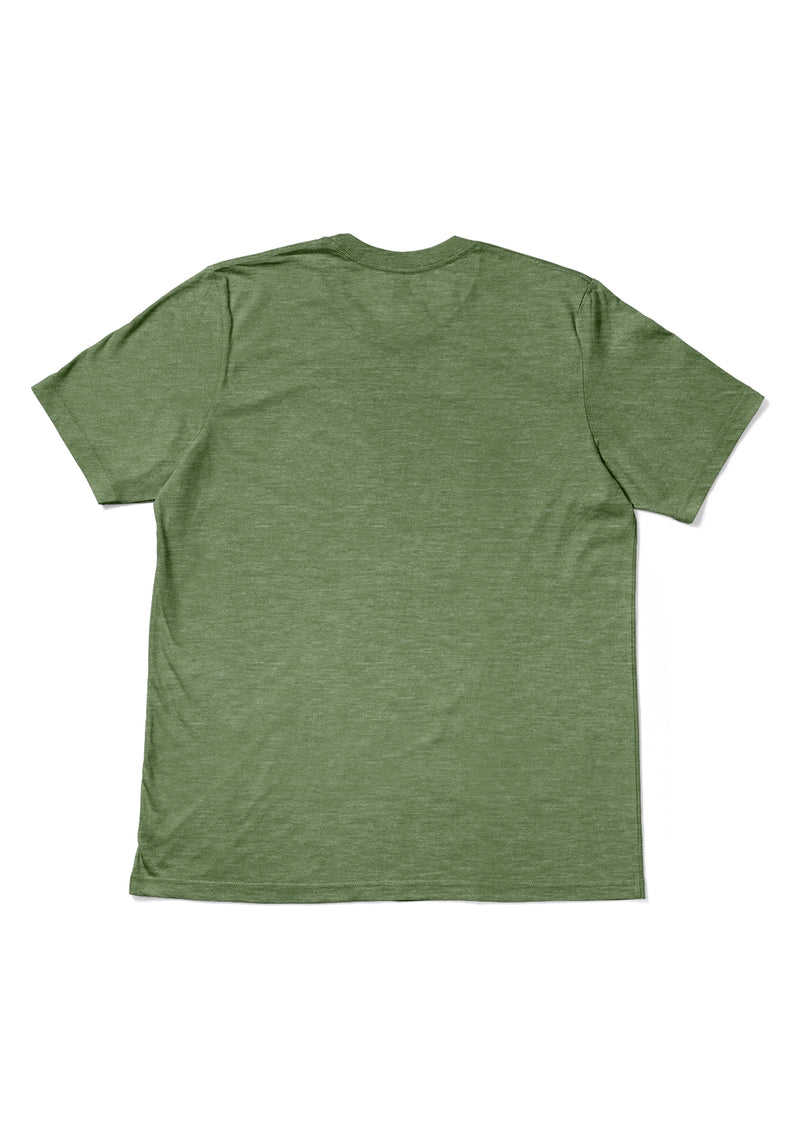 Mens T-Shirt Short Sleeve Crew Neck Green Triblend