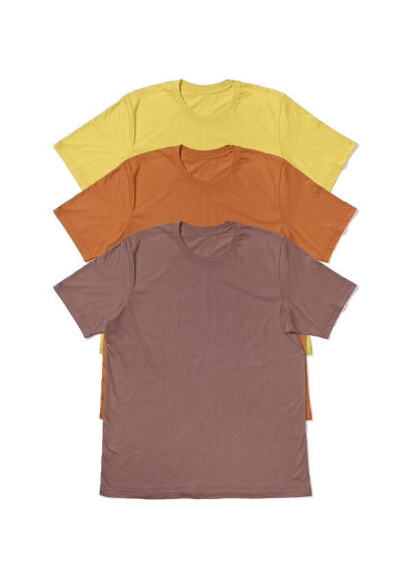 Mens T-Shirts Short Sleeve Crew Neck Sunset 3 Pack Bundle