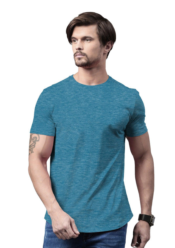 Men's Aqua Heather Short Sleeve Crew Neck T-Shirt - Perfect TShirt Co