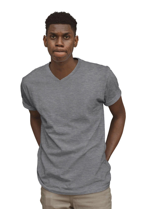 Men's Athletic Gray Triblend V-Neck Short Sleeve T-Shirt - Perfect TShirt Co