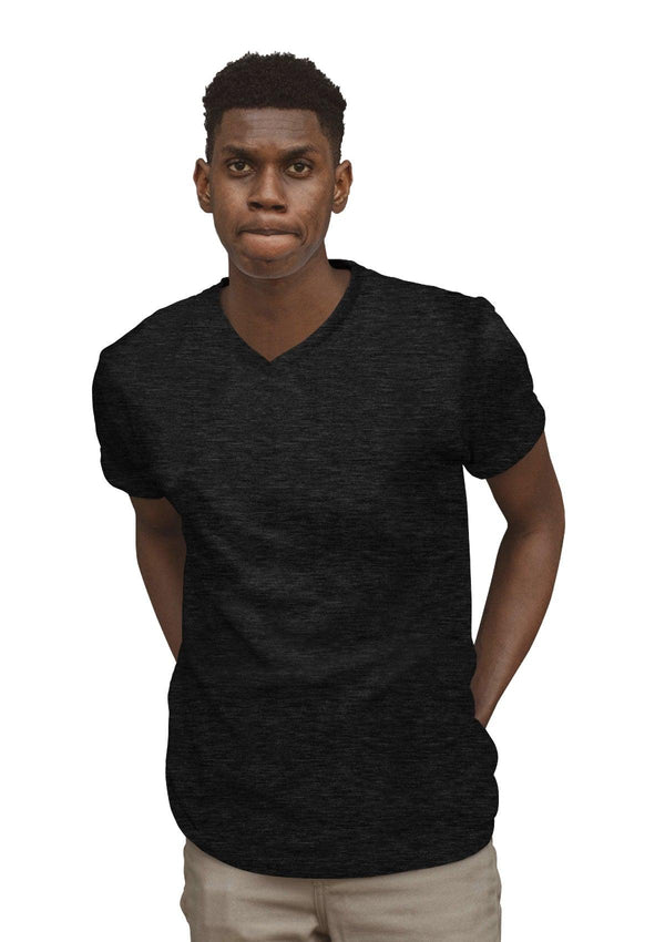 Men's Black Heather V-Neck Short Sleeve T-Shirt - Perfect TShirt Co