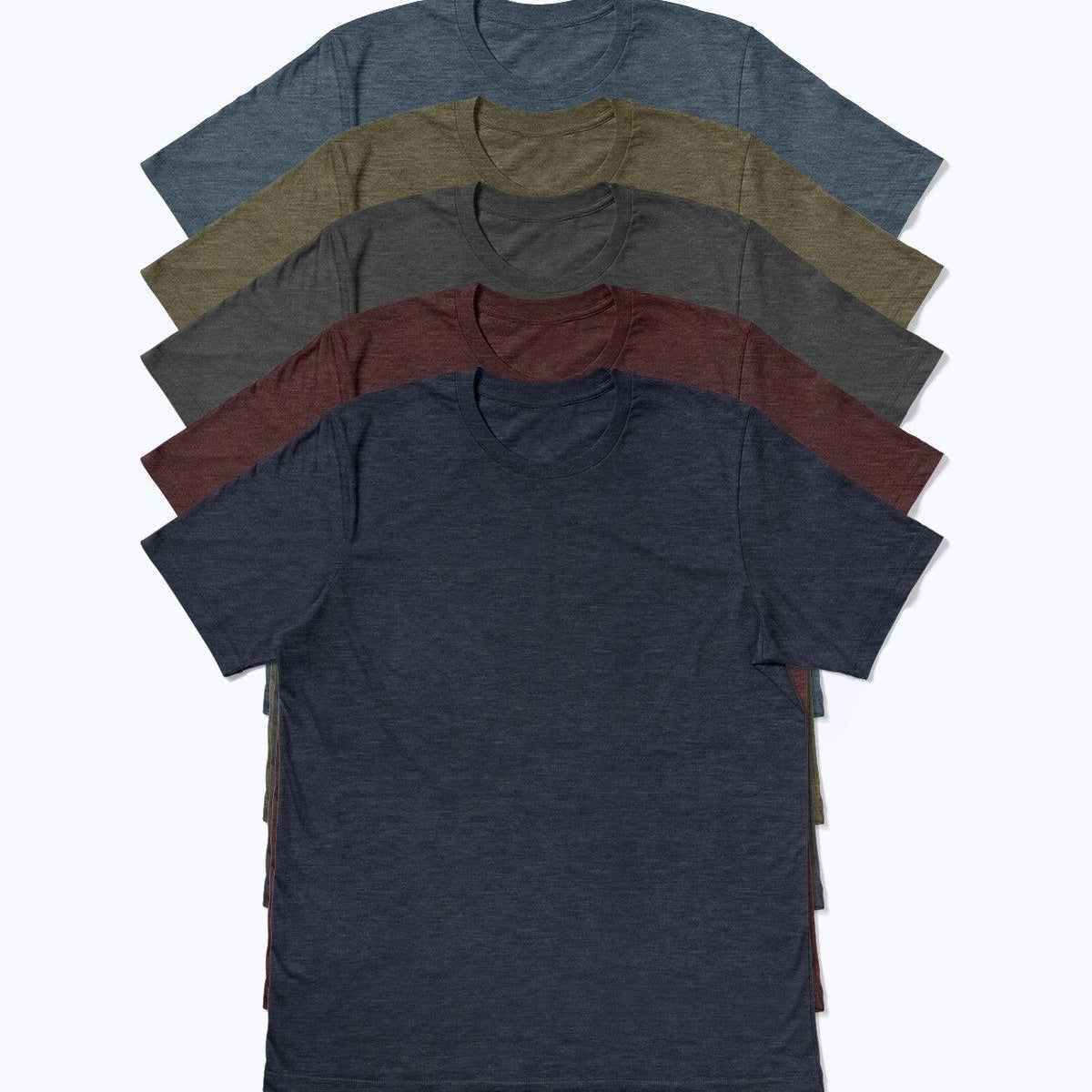 Men's Fall Color Pack Heather T-Shirts Grays, Brown, Blues