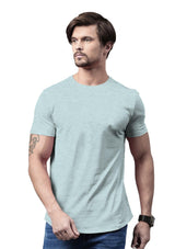 Men's Ice Blue Heather Short Sleeve Crew Neck T-Shirt - Perfect TShirt Co