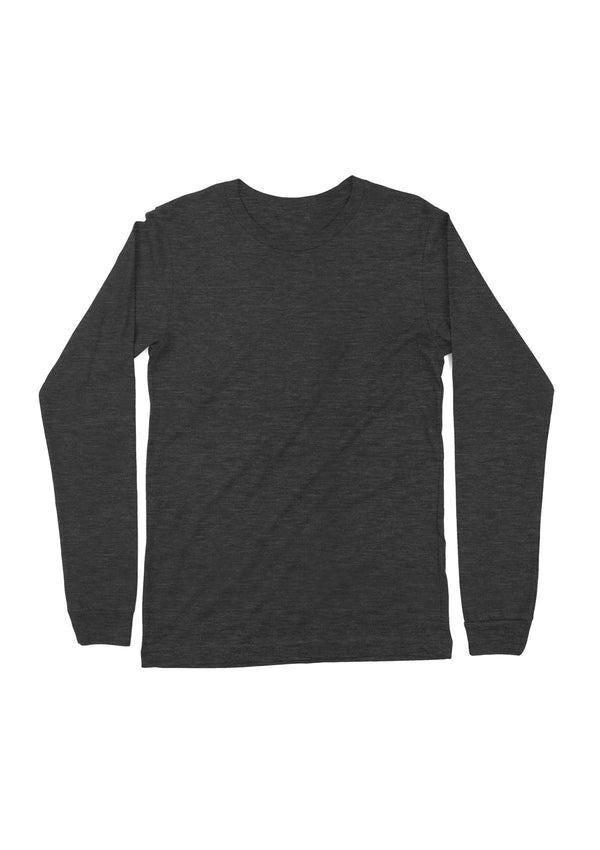 Men's Long Sleeve Crew Neck T-Shirt Black Gray Heather - Perfect TShirt Co