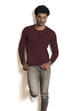 Men's Long Sleeve Crew Neck T-Shirt Maroon - Perfect TShirt Co