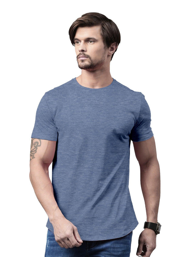 Men's Prism Blue Heather Short Sleeve Crew Neck T-Shirt - Perfect TShirt Co