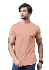 Men's Prism Peach Orange Heather Short Sleeve Crew Neck T-Shirt - Perfect TShirt Co