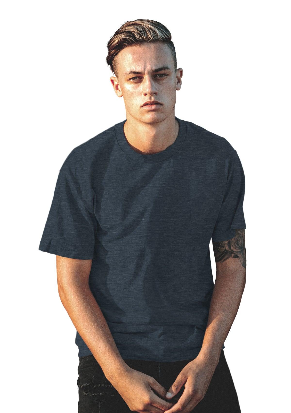Men's Short Sleeve Crew Neck T-Shirt - Steel Blue Triblend - Perfect TShirt Co