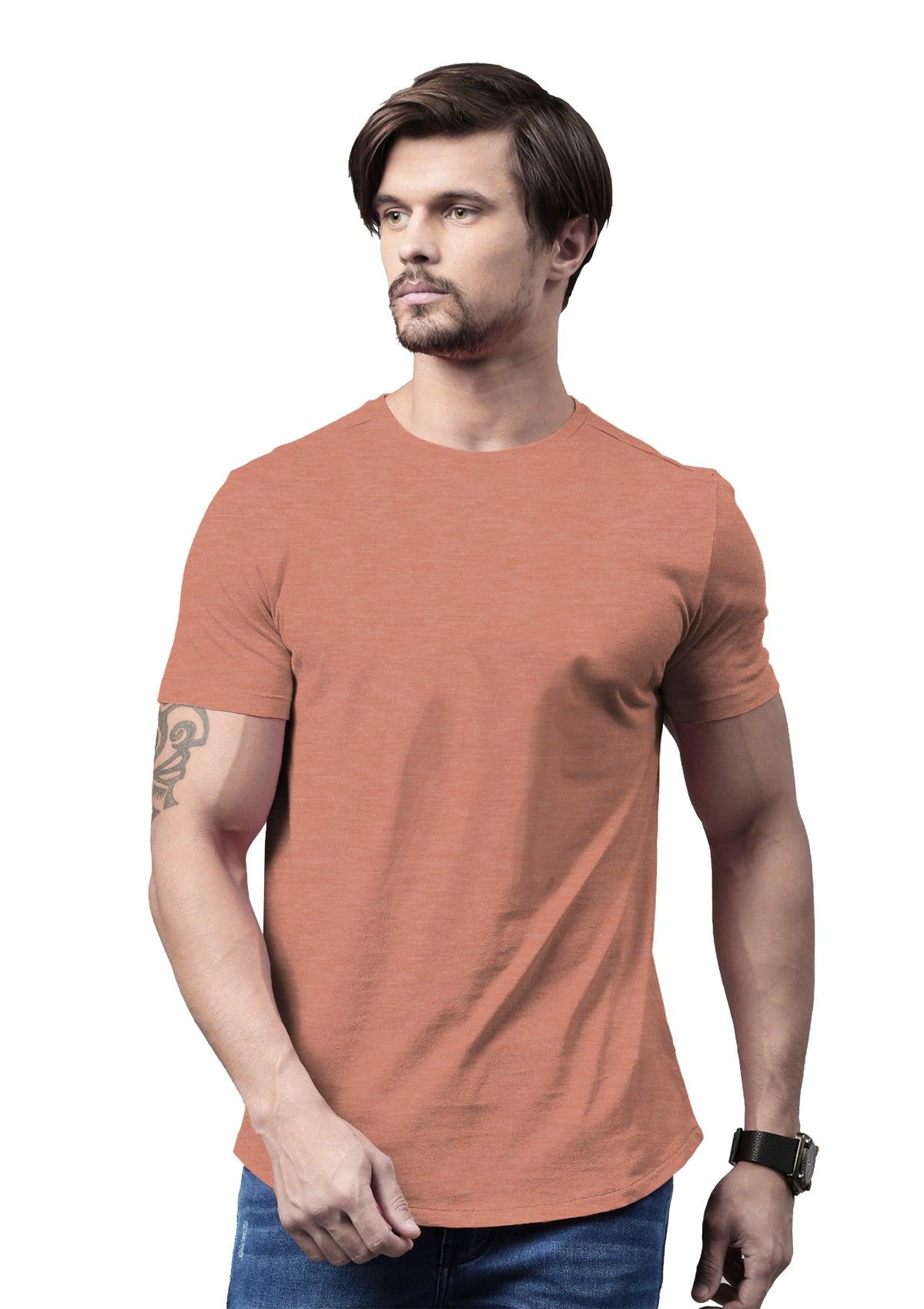Men's Sunset Orange Heather Crew Neck T-Shirt - Soft Heather
