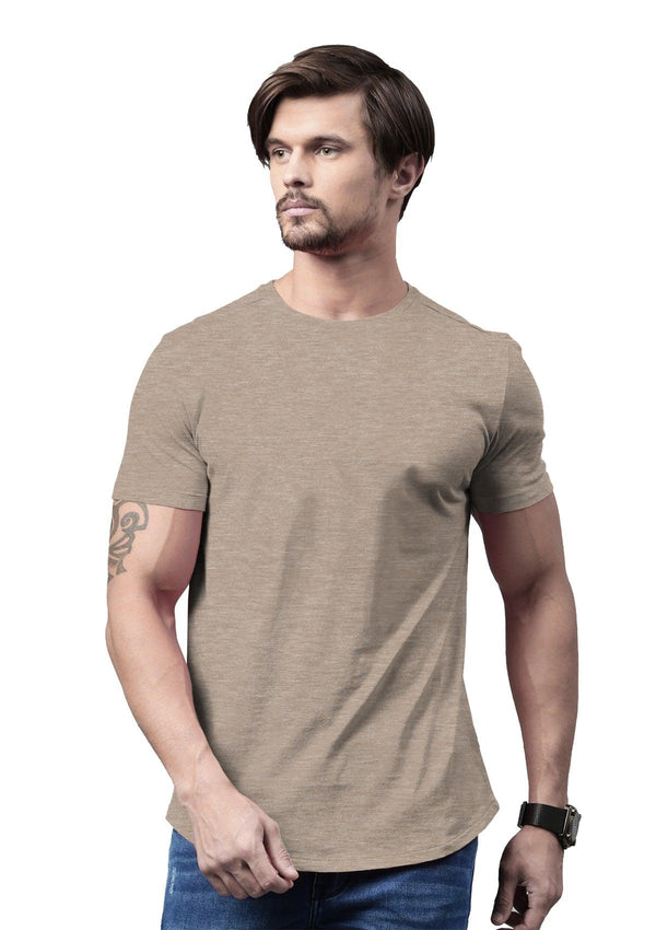 Men's Tan Brown Heather Short Sleeve Crew Neck T-Shirt - Perfect TShirt Co