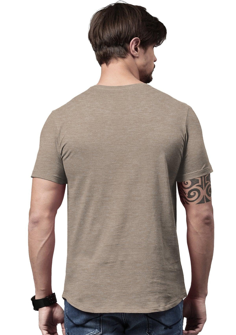 Men's Tan Brown Heather Short Sleeve Crew Neck T-Shirt - Perfect TShirt Co