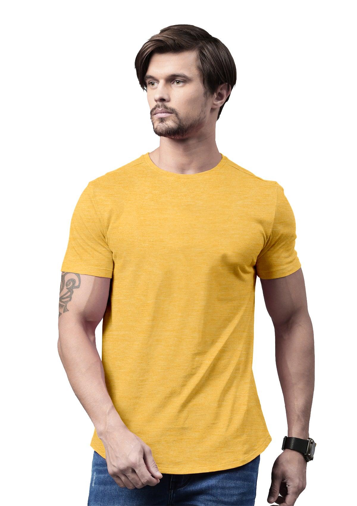 Men's Yellow Heather Short Sleeve Crew Neck T-Shirt - Perfect TShirt Co