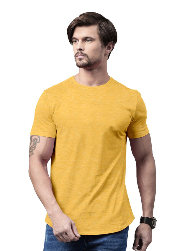 Men's Yellow Heather Short Sleeve Crew Neck T-Shirt - Perfect TShirt Co
