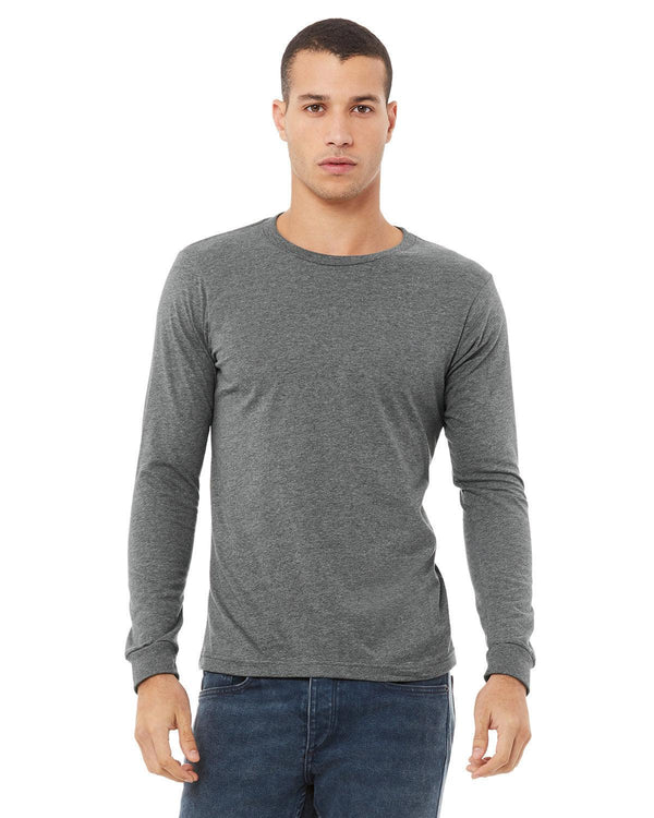 Mens T-Shirt Long Sleeve Crew Neck Deep Gray Heather - Perfect TShirt Co