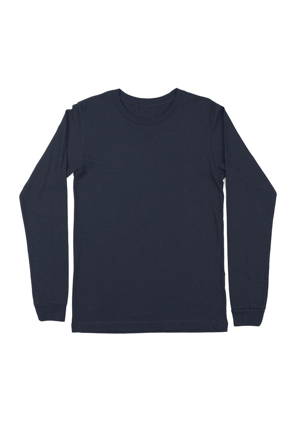 Mens T-Shirt Long Sleeve Crew Neck Navy Blue - Perfect TShirt Co