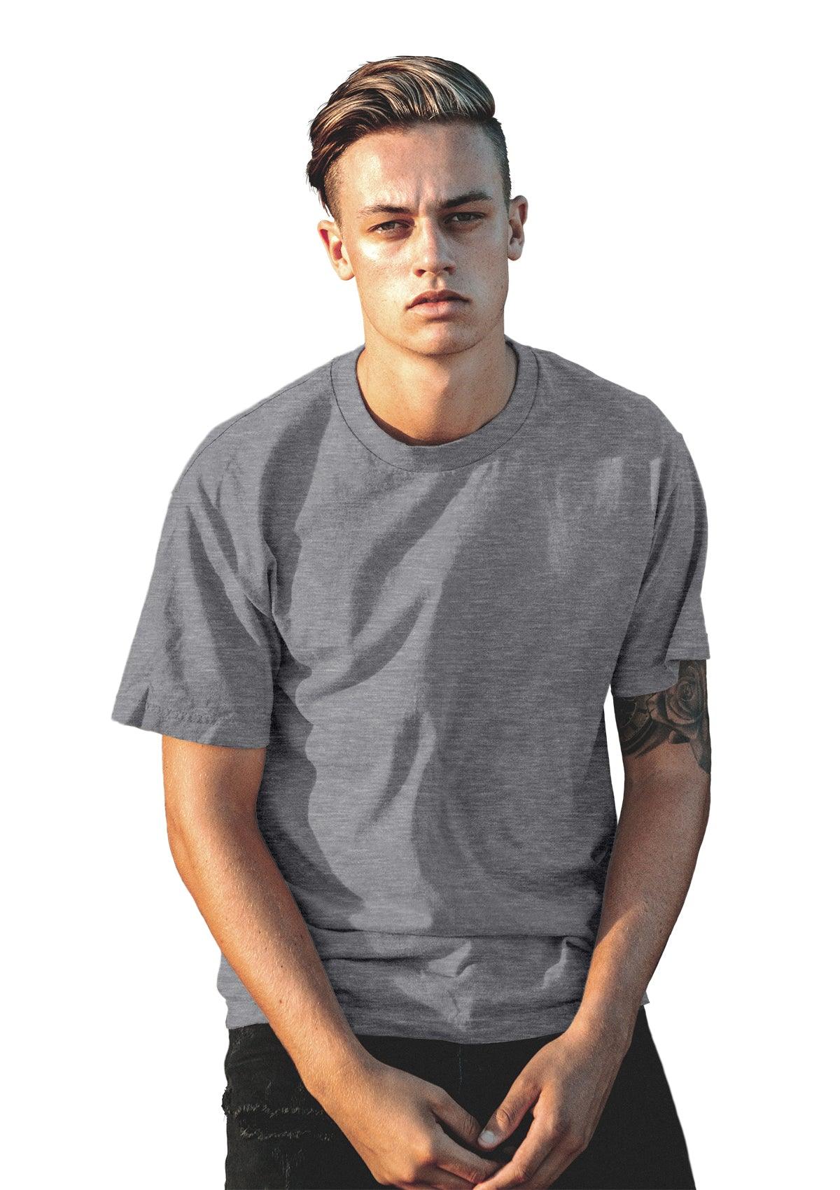 Mens T-Shirt Short Sleeve Crew Neck Athletic Gray Triblend - Perfect TShirt Co