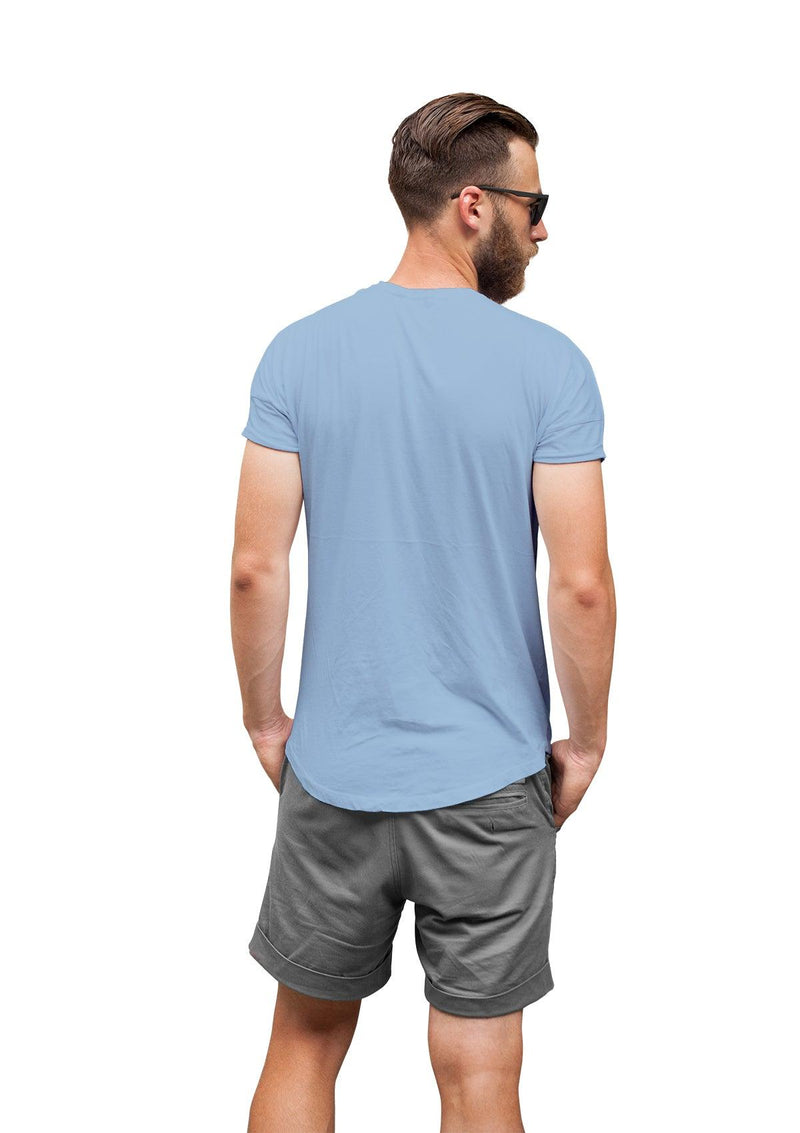 Mens T-Shirt Short Sleeve Crew Neck Baby Blue Cotton - Perfect TShirt Co
