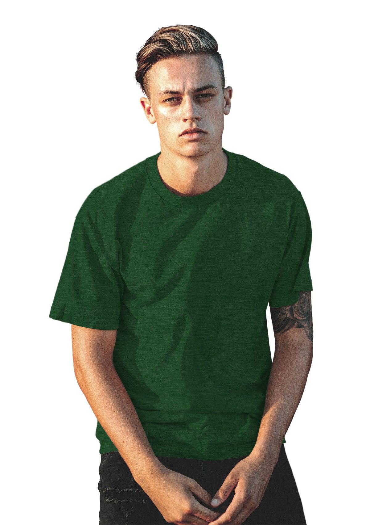 Mens T-Shirt Short Sleeve Crew Neck Grass Green Triblend - Perfect TShirt Co