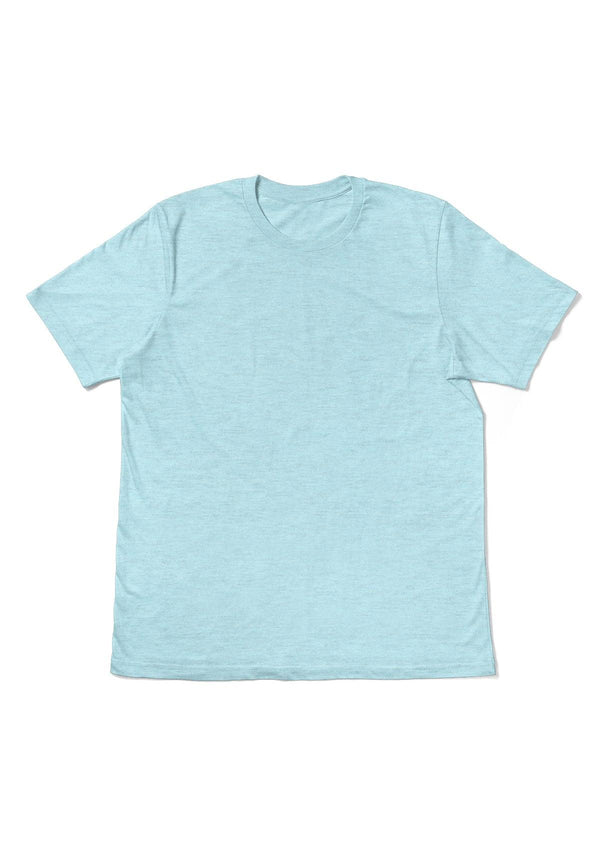 Mens T-Shirt Short Sleeve Crew Neck Ice Blue Triblend - Perfect TShirt Co