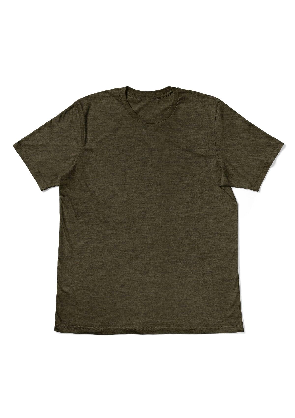 Mens T-Shirt Short Sleeve Crew Neck Olive Green Triblend - Perfect TShirt Co