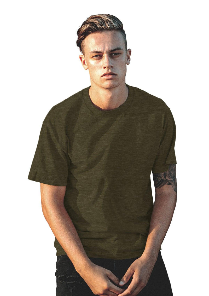 Mens T-Shirt Short Sleeve Crew Neck Olive Green Triblend - Perfect TShirt Co