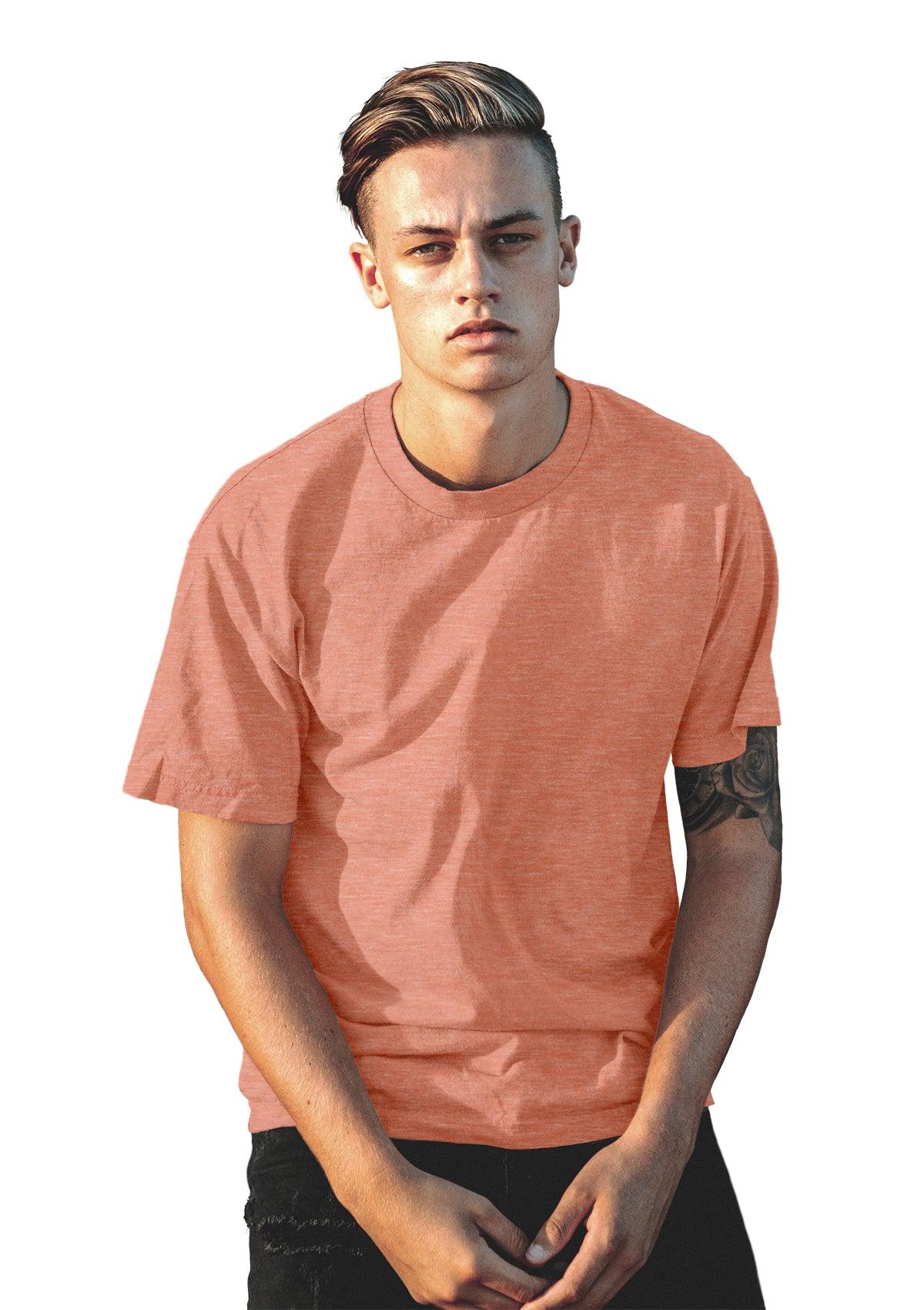 Mens T-Shirt Short Sleeve Crew Neck Orange Triblend - Perfect TShirt Co
