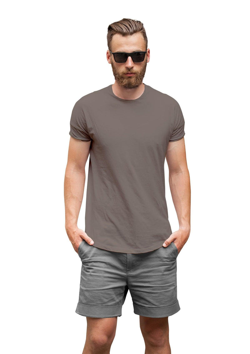 Mens T-Shirt Short Sleeve Crew Neck Pebble Brown Cotton - Perfect TShirt Co