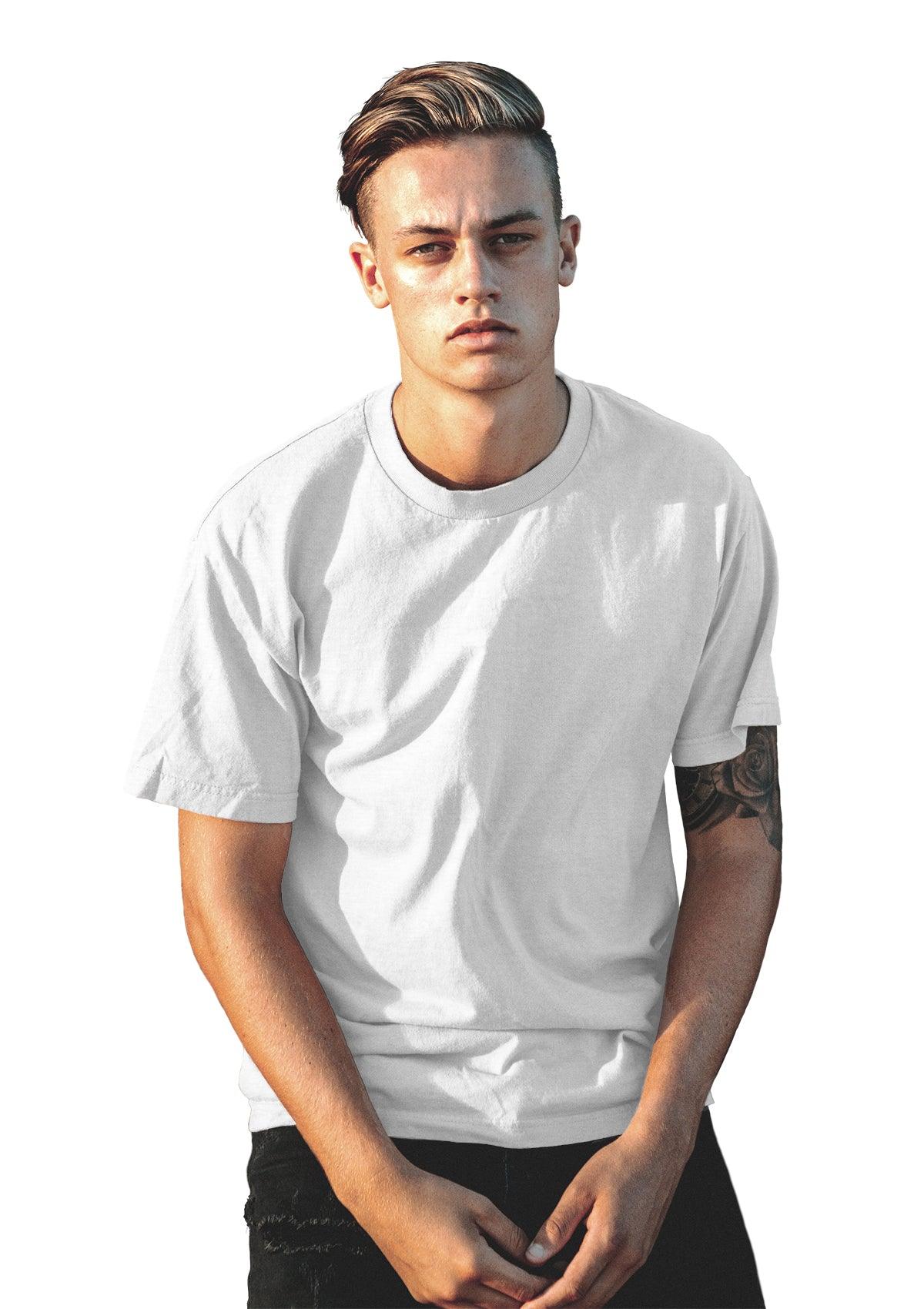 Mens T-Shirt Short Sleeve Crew Neck White Triblend - Perfect TShirt Co