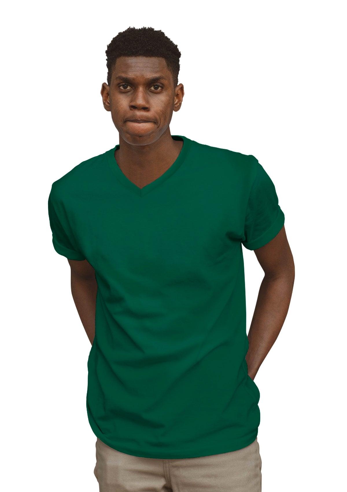 Mens T Shirt Short Sleeve V Neck Kelly Green Perfect TShirt Co