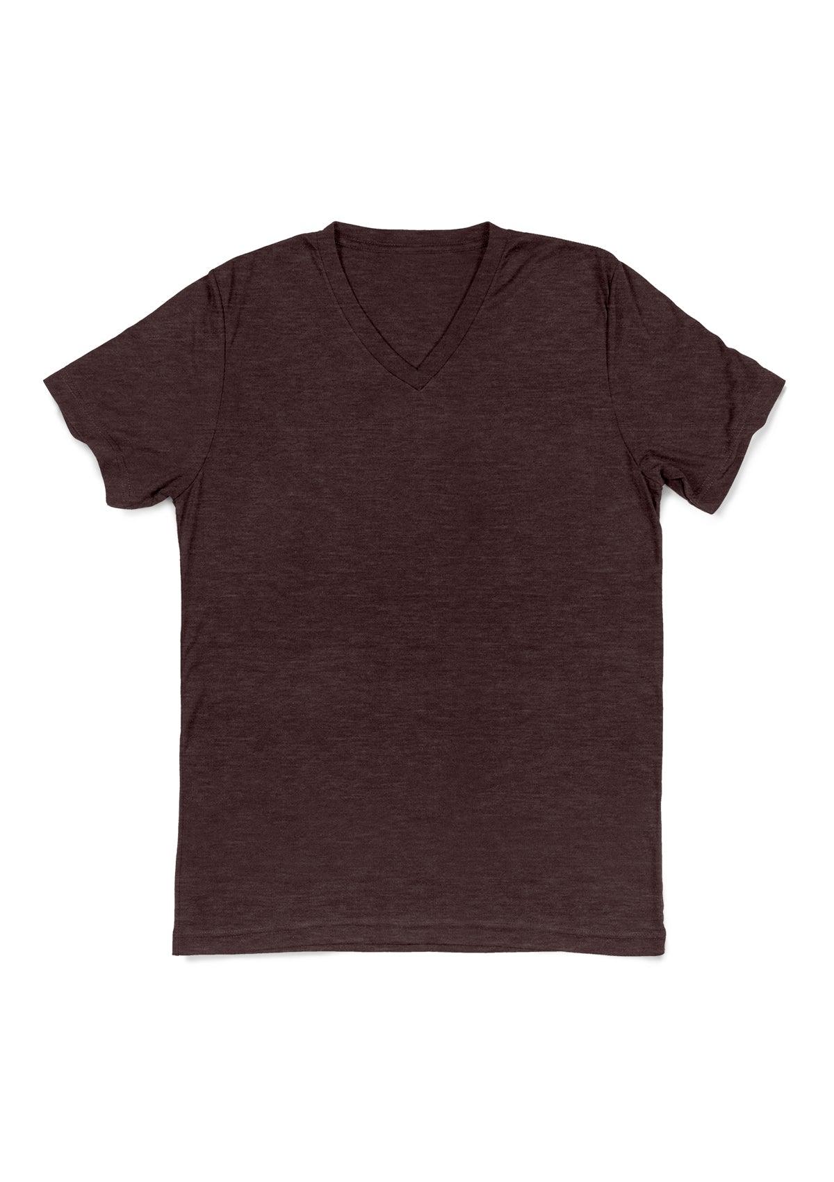 Mens T-Shirt Short Sleeve V-Neck Moody Maroon Red Triblend - Perfect TShirt Co