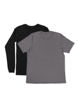 Mens T-Shirts Long & Short Sleeve 2 Pack Bundle Black Gray - Perfect TShirt Co