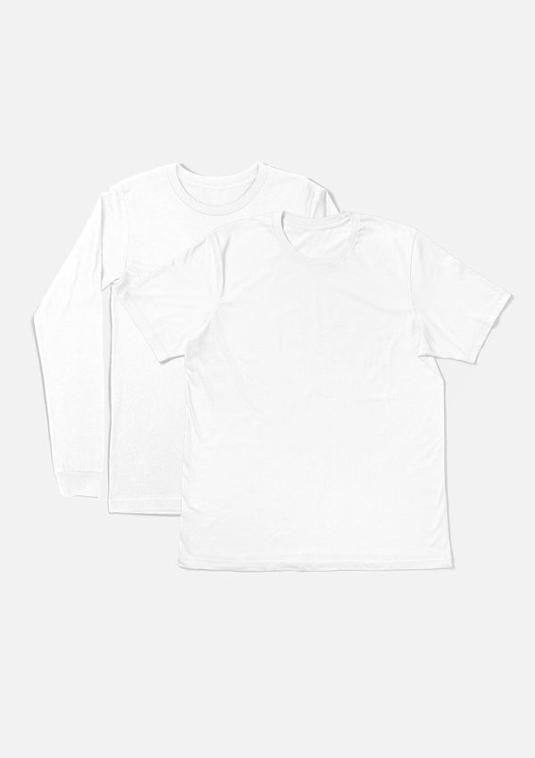 Mens T-Shirts Long & Short Sleeve 2 Pack Bundle White - Perfect TShirt Co