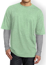 Mens T-Shirts Long & Short Sleeve 2 Pack Gray & Mint Green - Perfect TShirt Co