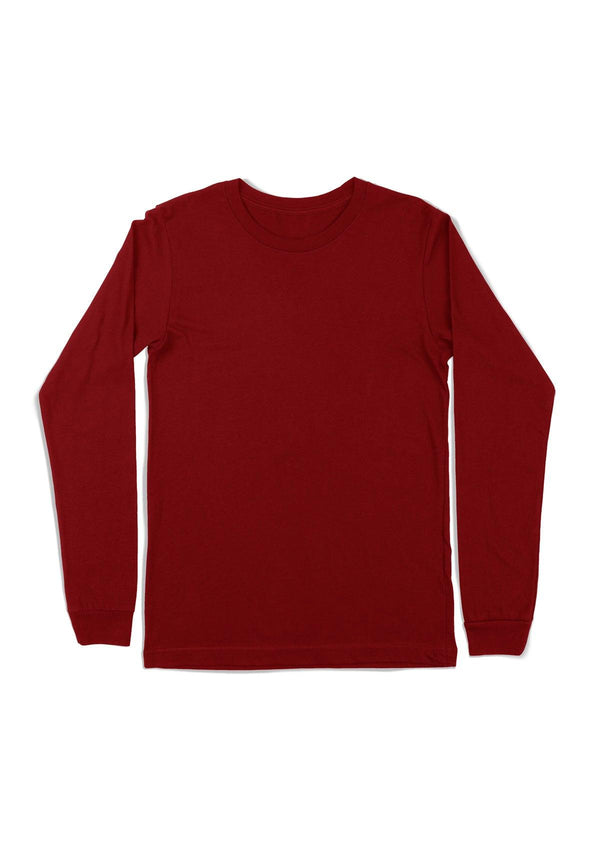 Mens T-Shirts Long Sleeve Blood Red Airlume Cotton - Perfect TShirt Co