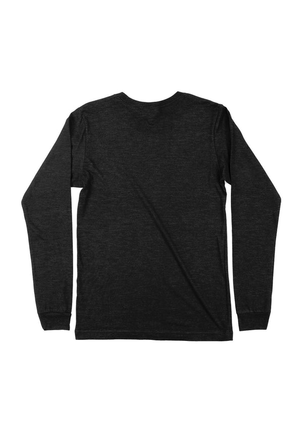 Mens T-Shirts Long Sleeve Charcoal Gray Crew Neck Tri-Blend - Perfect TShirt Co