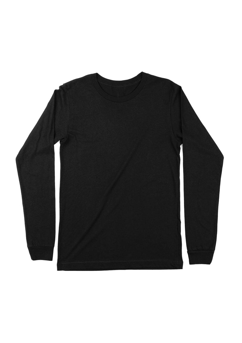 Mens T-Shirts Long Sleeve Crew Neck Midnight Black Tri-Blend - Perfect TShirt Co