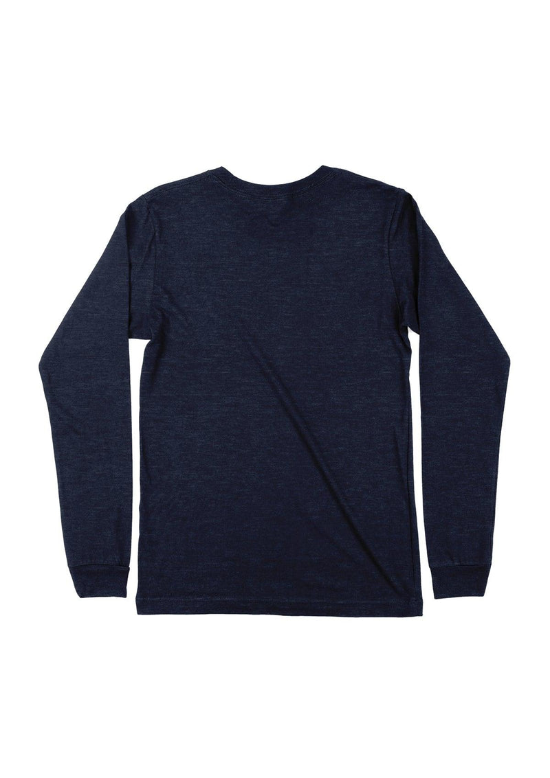 Mens T-Shirts Long Sleeve Crew Neck Navy Blue Tri-Blend - Perfect TShirt Co