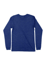 Mens T-Shirts Long Sleeve Crew Neck Royal Blue Tri-Blend - Perfect TShirt Co