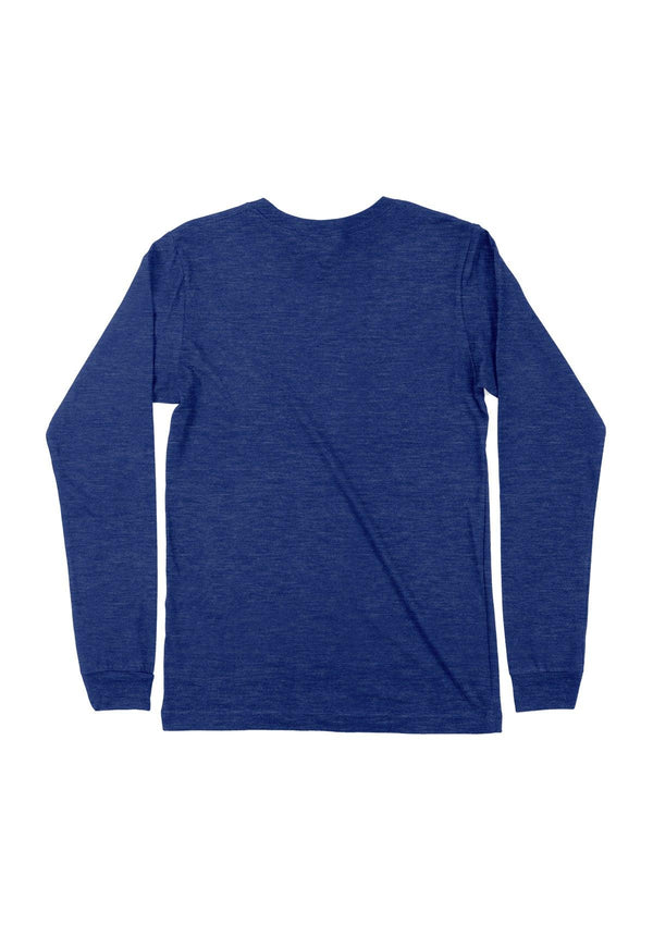 Mens T-Shirts Long Sleeve Crew Neck Royal Blue Tri-Blend - Perfect TShirt Co