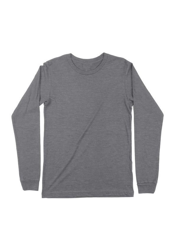 Mens T-Shirts Long Sleeve Crew Neck Shadow Gray Tri-Blend - Perfect TShirt Co