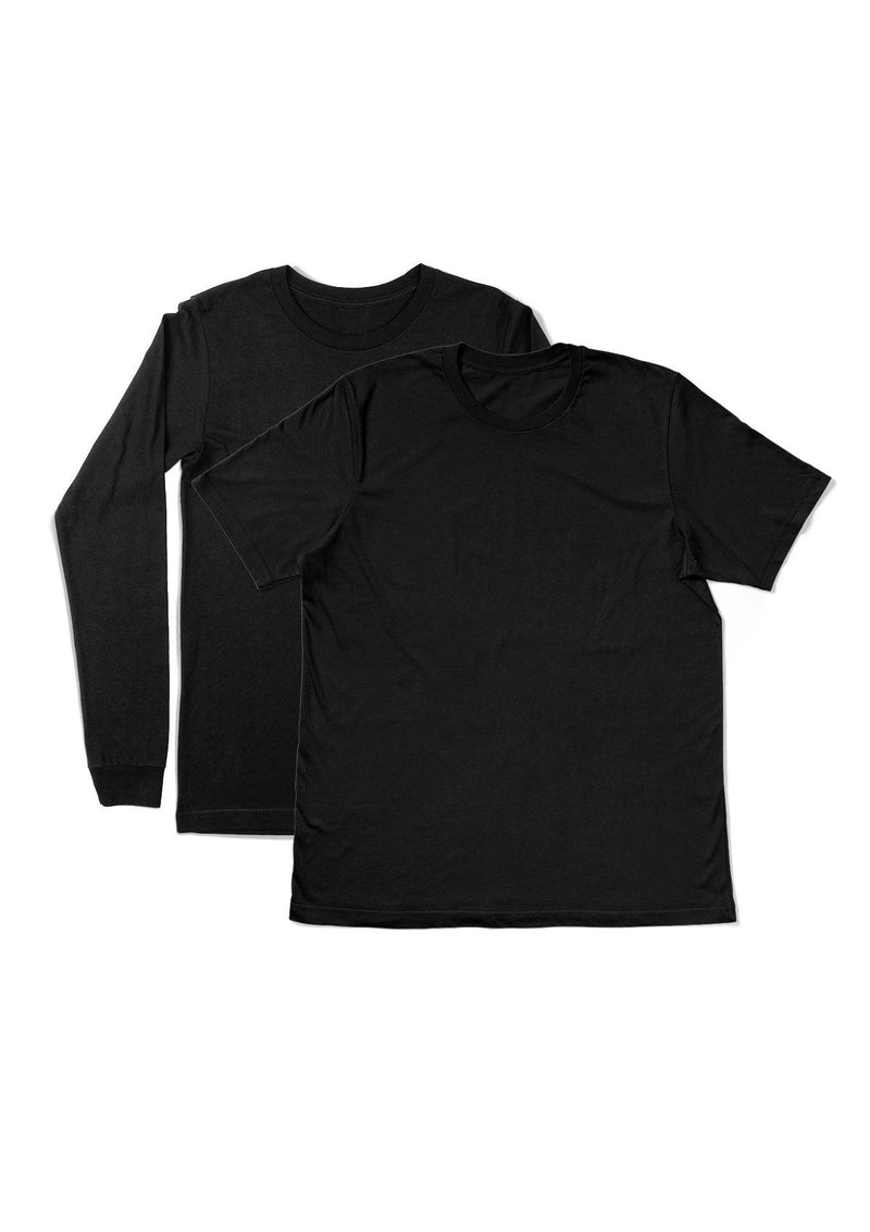 Mens T-Shirts Short & Long Sleeve - 2 Pack Bundle Black - Perfect TShirt Co