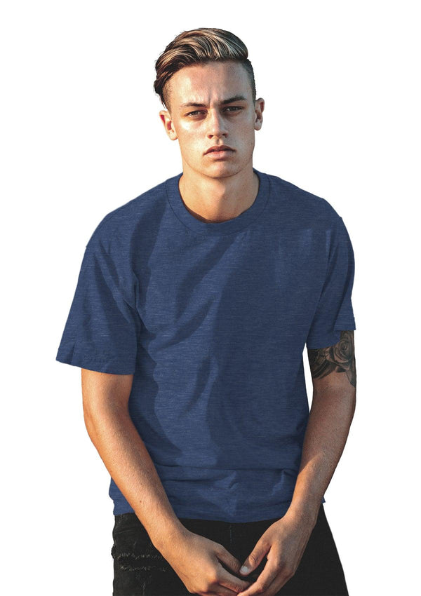 Mens T-Shirts Short Sleeve Crew Neck Denim Blue Triblend - Perfect TShirt Co