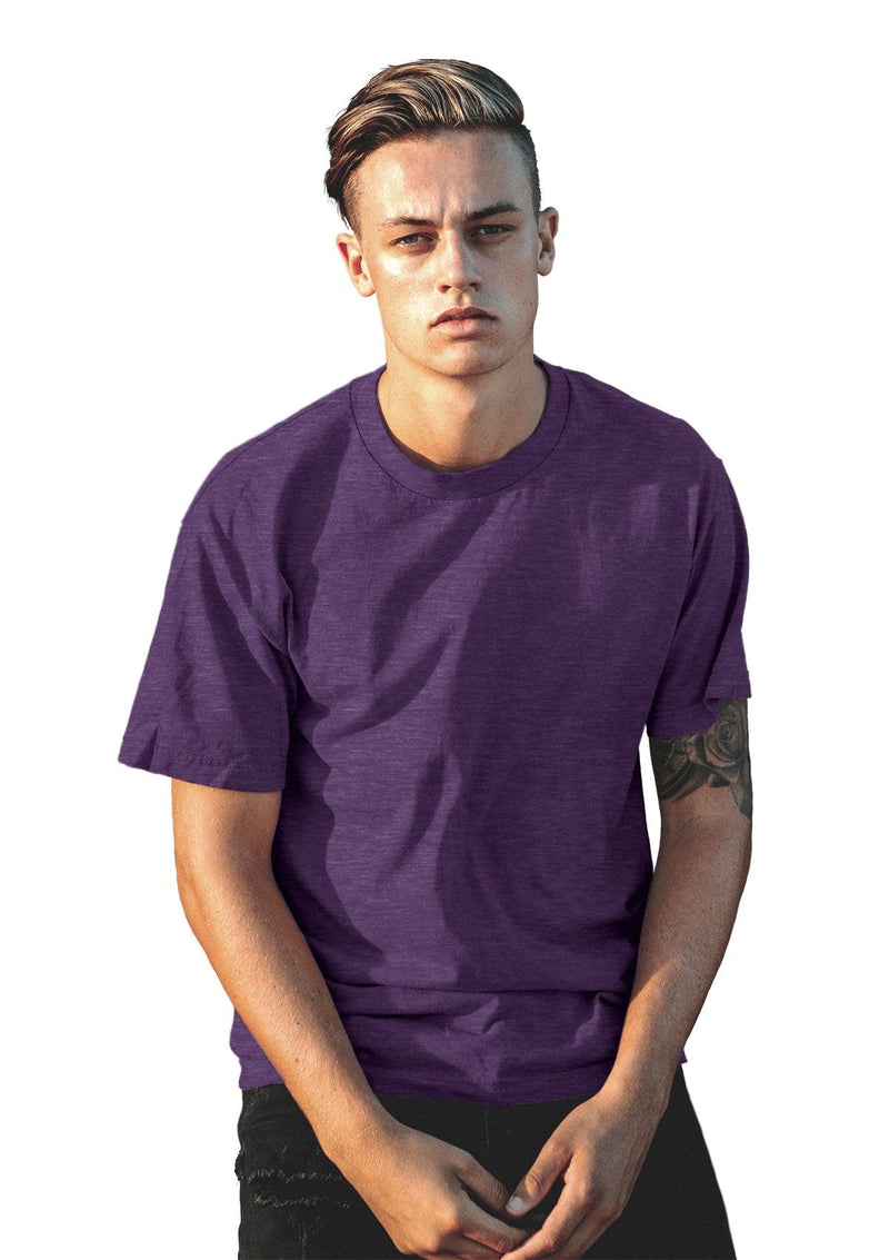 Mens T-Shirts Short Sleeve Crew Neck Purple Triblend - Perfect TShirt Co