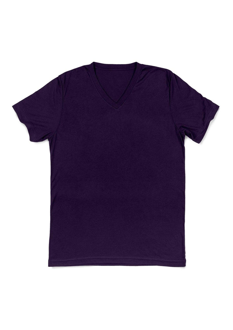 Mens T-Shirts Short Sleeve V-Neck Team Purple - Perfect TShirt Co